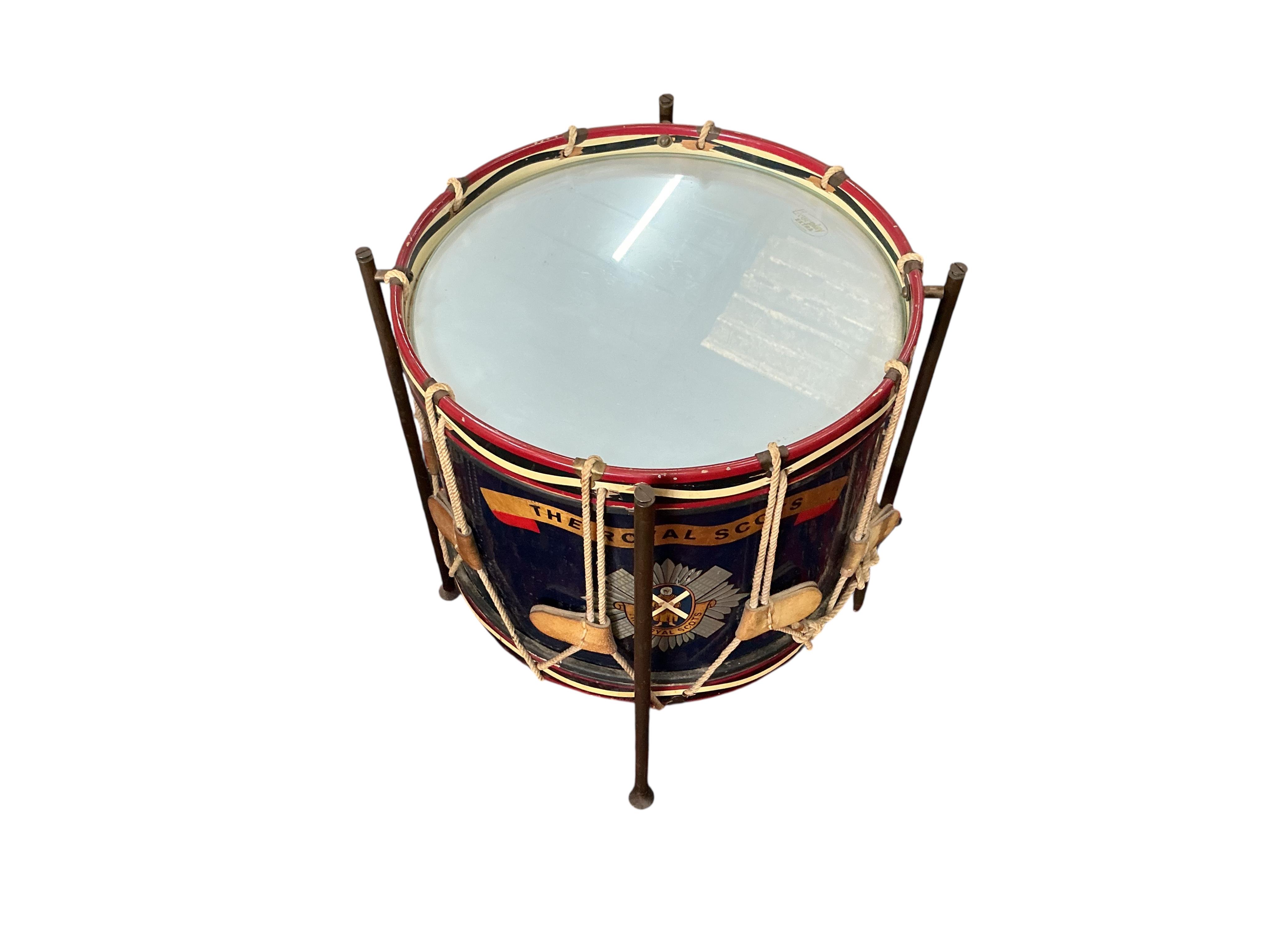 The Royal Scots Regimental drum ceremonial occasional table, diameter 55cm, height 56cm